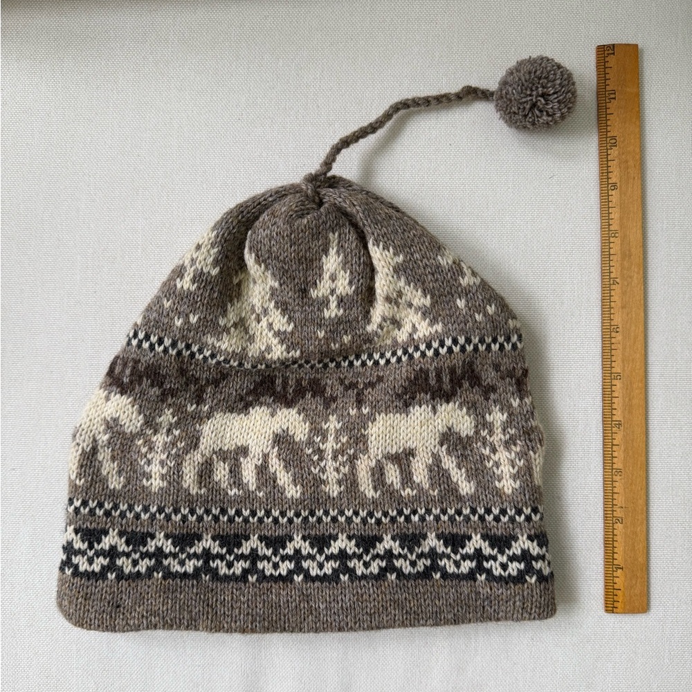 The Renewable Resource | Vintage Moose Knit Winter Hat Wool Blend Made in USA - Picture 4 of 5